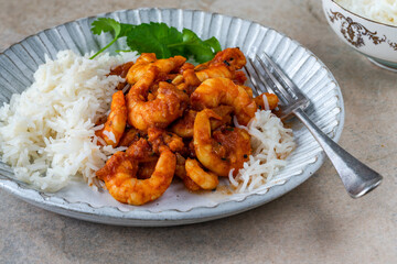 Tamarind prawn curry with rice