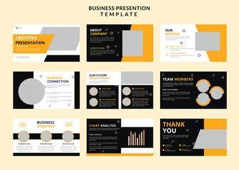 Multiple color creative and modern business powerpoint slides presentation design template set