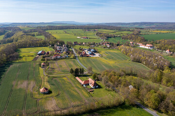 The village of Altefeld between the fields in North Hesse