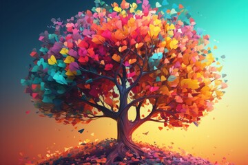 Obraz na płótnie Canvas Colorful tree leaves art. Generate Ai
