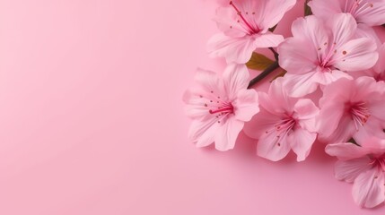 Obraz na płótnie Canvas Pink Flowers on pink background with copy space, Banner Design, Generative AI
