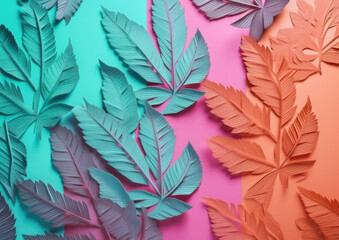 Metallic Leaves: A Fun and Colorful Pattern Background Created with Generative AI and Other Techniques