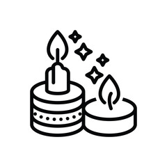 Black line icon for candles 