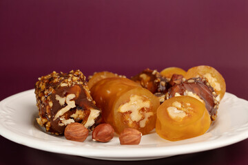 churchkhela, Georgian Cultural food, String candy from nuts and grape juice