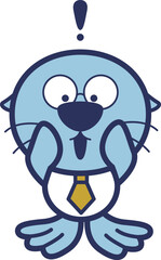 ビックリするワイシャツを着たラッコのキャラクター　擬人化した動物のベクターイラスト素材