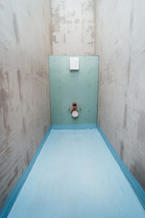 Fresh waterproofing of bathroom in apartment