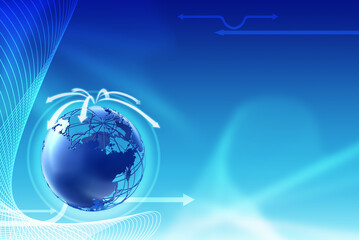 Blur background with The Globe with a map of the world.