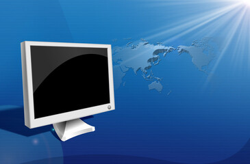 Blur background with The Globe with a map of the world.