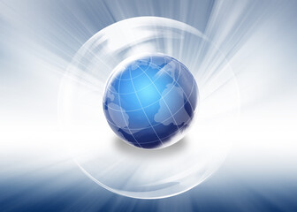 Blur background with The Globe with a map of the world.