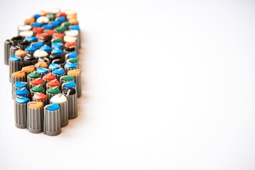 Buttons potentiometers for volume and frequencies of the mixer, amplifier 