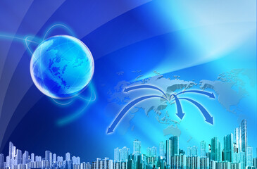 Blur background with The Globe with a map of the world.