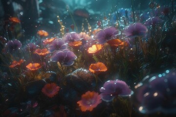 Flowers surreal bright. Generate Ai