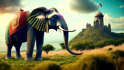 elephant in the sunset,Generative AI