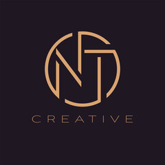Creative vector logo design. Letters N and T logotype. Initials NT emblem logo template.