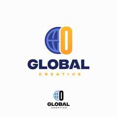 Creative O Letter Globe Concept Logo Design Template, World Planet Logo designs template