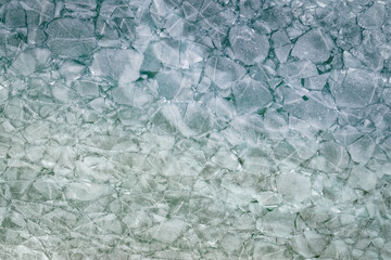 Aerial view of metling ice in lake, Tibet,China