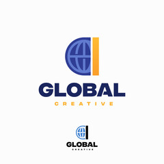 Creative I Letter Globe Concept Logo Design Template, World Planet Logo designs template