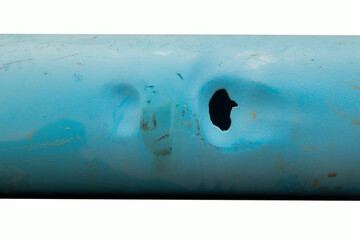 high pressure water pipe 150 mm PVC type is broken and corrosion by  water jet for a long time