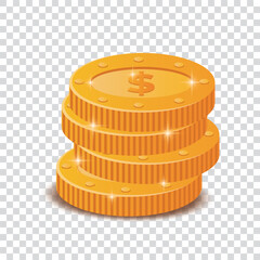 Vector coins with dollar sign