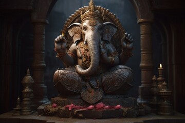 Fototapeta na wymiar Hinduistic sculpture ganesha. Generate Ai