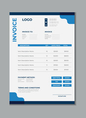 Invoice template design, billing cash voucher, money receipt cash memo layout design with mockup