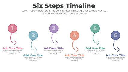 Circular infographics template with six steps or options