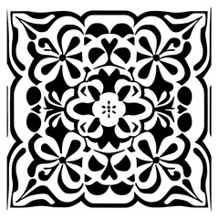 Flower clipart vector design black and white