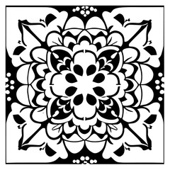 Flower clipart vector design black and white