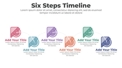 Abstract elements of graph and diagram with six steps infographic