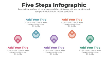 Circular infographics template with 5 steps