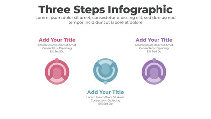 Circular infographics template with 3 steps