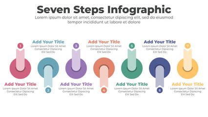Abstract elements of graph and timeline diagram with 7 steps infographic
