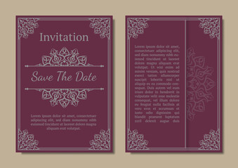 vintage invitation card, with mandala ornament