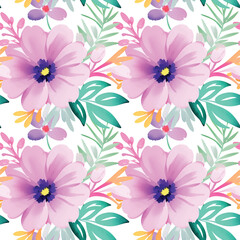 Floral shape watercolor seamless pattern.
