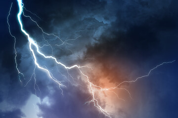 Naklejka na ściany i meble lightning, lightening, thunder, storm, sky