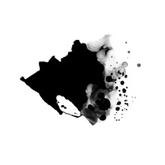 Black artistic country map- form mask on white background. Nicaragua