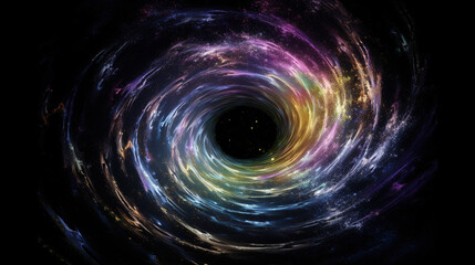 Colorful image of a spiral cosmic wonderland in space isolated on a dark background