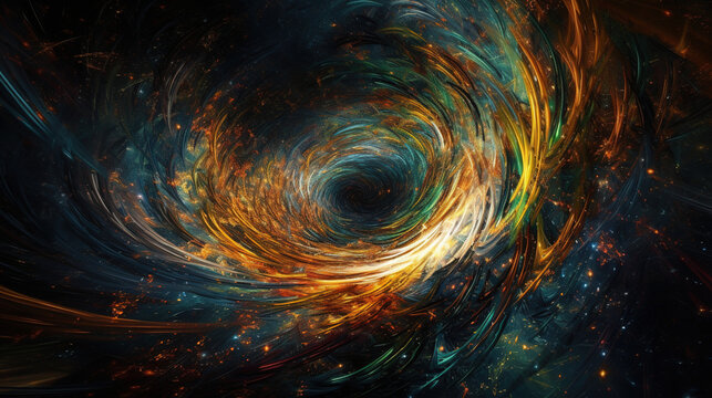 Colorful image of a spiral cosmic wonderland in space isolated on a dark background