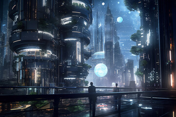city skyline, Generative AI