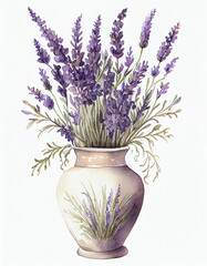 Watercolour Collection { No1 } Handmade Lavender Products Made on Lavender Eco French Farm: Soap, Oil, Candle, Biscuits, Macaroon, Cupcake, IceCream, Circle Wreath & Abstract Purple Lilac Background.