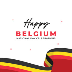 Belgium waving flag banner design template. Design for national day celebrations.