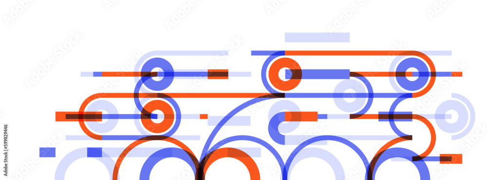 Poster geometric background with circles and lines vector art, abstract composition technical plan, flat mi