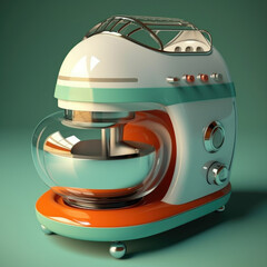 Retro futuristic 60s style kitchen appliance. Green and orange colors.