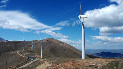 Giant wind turbines. Pushkin Pass Armenia.