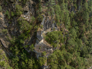 Aerial view of beautiful forest mountain landscape in tibet, China
