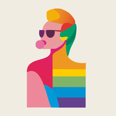 LGBT community. LGBTQ Pride Parade. Gay and lesbian character. Vector illustration of a person's character