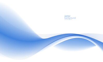 Flowing blue curve shape with soft gradient vector abstract background, relaxing and tranquil art, can illustrate health medical or sound of music.