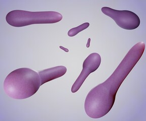Clostridium tetani in spore forming condition 3d rendering