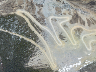 Driving car on high altitude mountains in Tibet,  China