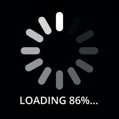 Vector illustration of internet page loading progress, 86% loading.
